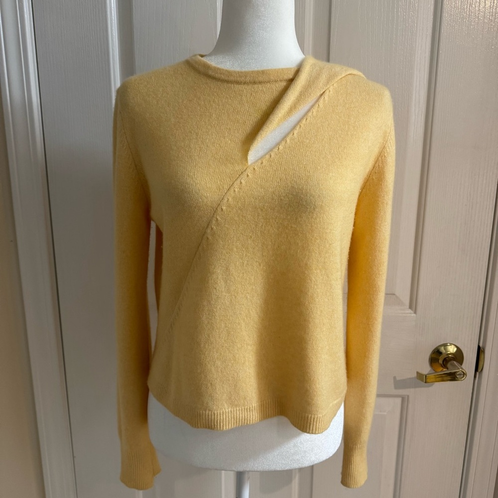 A.L.C. Butter Yellow Sweater with Asymmetric Cutout Design Size Small